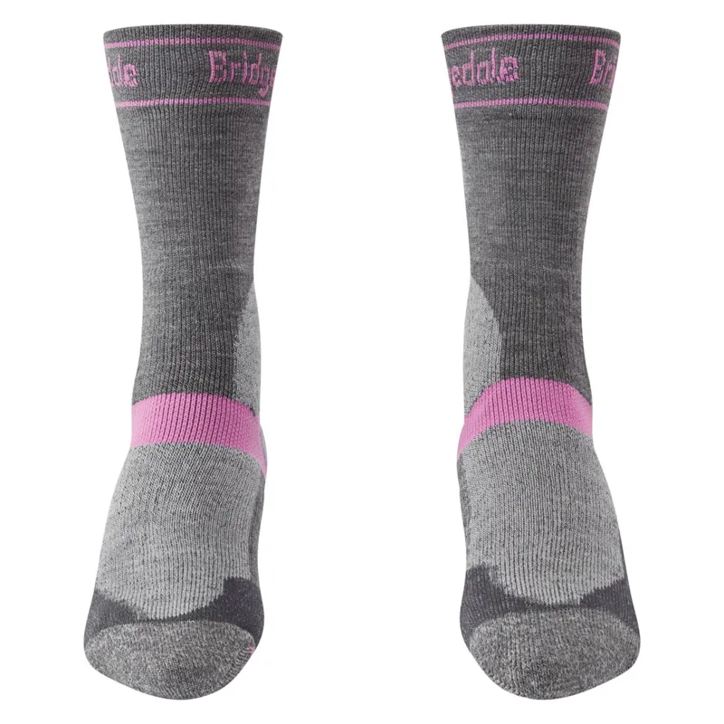 Bridgedale Winter Weight T2 Merino Womens Sport MTB Socks Grey/Pink-1
